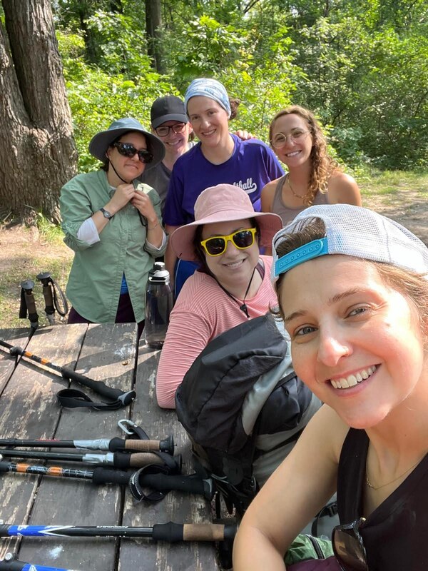 Smiling Jewish faces backpacking in the Midwest